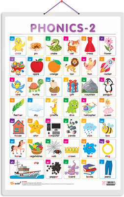 GO WOO PHONICS - 2 Educational chart with Big font and Dust resistant Lamination(Purple)