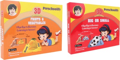 Preschoolify Fruits & Veg., Big Or Small 3D Flash Cards for Kids (Pack of 2) (1 - 6 years)(Multicolor)