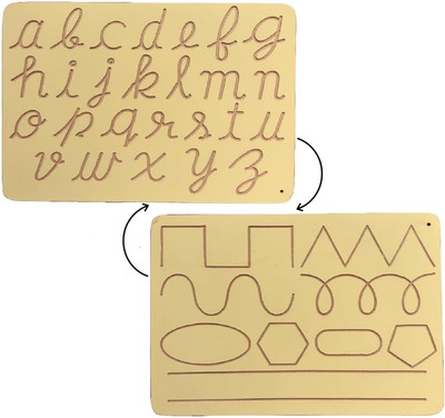 REWASHREE CRAFT WORLD Montessori Cursive Tracing Board Writing Practice Toy for Preschoolers(Brown)