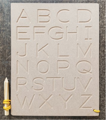 FireFlies Wooden Capital Alphabet Tracing Board with Dummy Pencil for Kids (Pack of 1)(Brown)