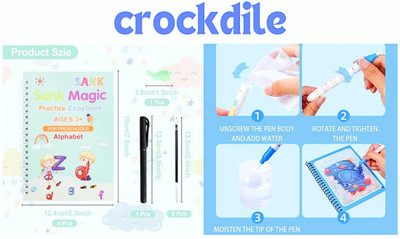crockdile Magic Copybook Set: Letters, Numbers, Math & Drawing(Beige)
