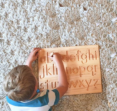 SHALAFI Learning Small English Alphabet Tracing Board/ Slate/ Writing Practice Boards(Beige)
