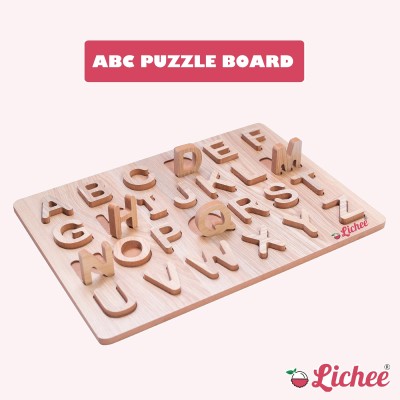 LICHEE Wooden Learning and Educational Capital Alphabet Puzzle Board Toys(Beige)