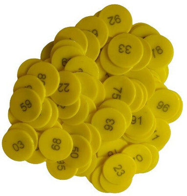 MOREL EMBOSSED 1 TO 100 NUMERICAL PLASTIC TOKEN COIN(31MM) FOR SHOP BOARD GAMES,SCHOOL(Yellow)