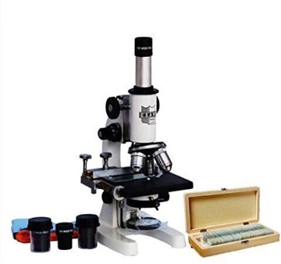 ESAW MM-02 2500x Medical Microscope & 50 Prepared, Blank Slide, LED Light, Cover Slip(White, Black)