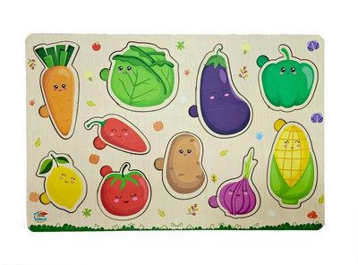 Scholar Minds Wooden Educational Learning Vegetables Puzzle Board Game for Kids - Learning Toy(Multicolor)