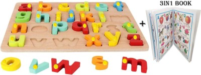 SHALAFI Small Alphabet Puzzle Board for Kids,Educational Learning Teaching Toy+3in1 Book(Beige, Multicolor)