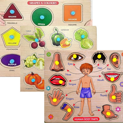 RPC99 ActivitiesBodyPart Chart BoardGame LearningPuzzle WoodenToys With Knobs,Kid(Multicolor)