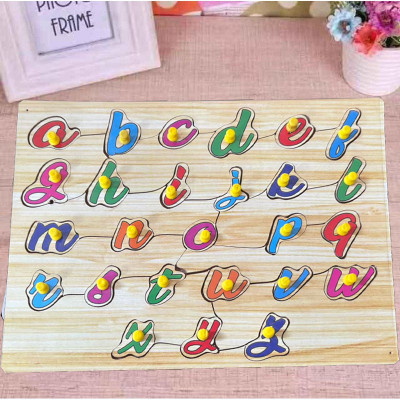 SHALAFI Cursive Small Alphabets Letters Puzzle a To z English Alphabets learning Toy(Beige, Multicolor)