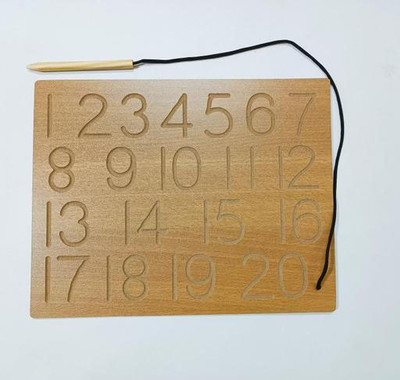 Plus Shine Educational Learning Puzzle for Kids Wooden Toys 1-20 Counting Practice Slate(Beige)