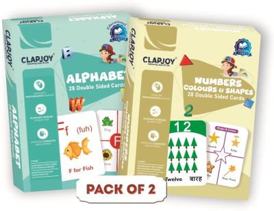 Clapjoy Alphabet & Number,Colour,Shapes Double Sided Flash Cards for Kids 2 year & above(Multicolor)