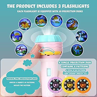 Sitrus Mini Slide Projector Flashlight Torch, Kids Projection Light Toy SlideFlashlight(Multicolor)