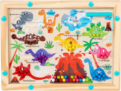 SmartBee Toys Magnetic Dinosaur Maze Montessori Learning Toy for Kids Color & Number Puzzle(Multicolor)