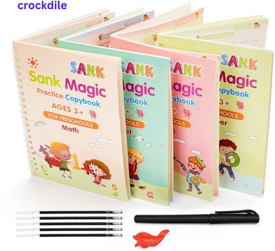 crockdile Magic Copybook for English Letters and Numbers Practice(Beige)