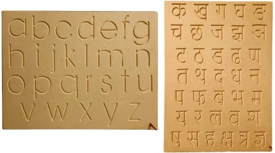 RCW Alphabets Small & Hindi Wooden Tracing Reading & Writing Board with Pencil(Brown)