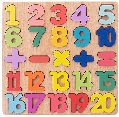 PRIVATECAVE Wooden Number Puzzles For Kids | 0 To 9 And Mathematical Function Puzzle Board(Multicolor)