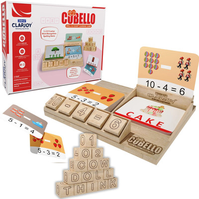 Clapjoy Cubello Spell Master, Math Master for Kids Learning Game with Flash Cards(Multicolor)