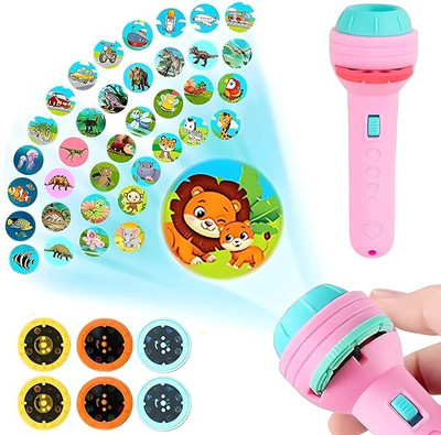 Ridhimani 6 Slides 48 Patterns Projector Slide Flashlight Torch | Projection Light Toy(Pink)