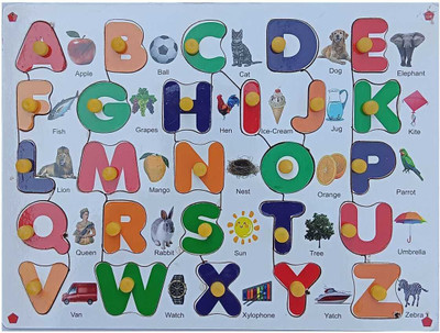 FireFlies Wooden English Alphabet for kids | Learning toy | Educational Board Puzzle(White)