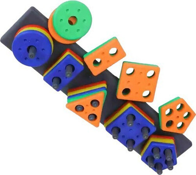 EBBSTONE Geometric Blocks Stacker Shape Sorter Column Puzzle Stacking Set for Kids(Multicolor)