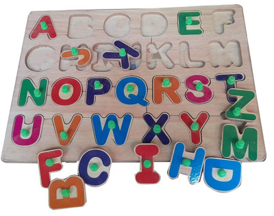 GAMLOID Best Buy Alphabet Puzzle Educational Learning Letters Board Building Block Toy(Brown)