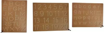 DgCrayons Wooden Capital & Small Alphabet & Numbers Laminated Tracing Board Slate for Kids(Brown)