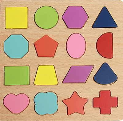 CrazyBuy Wooden Geometric Shape Learning Educational Board for Kids Colorful Shape Puzzle(Multicolor)