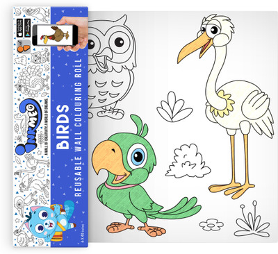 Inkmeo Birds Reusable Wall Colouring Rolls(Blue)