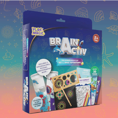 PlayMagic BrainActiv Ultimate Activity Kit - Sea&Space Adventure|Art Kit|Skill Development(Multicolor)