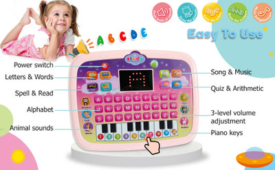 RGV Tablet /Laptop/Notebook/Computer Toy for Kids ABC and 123 Learning Toy for Kids(Pink)