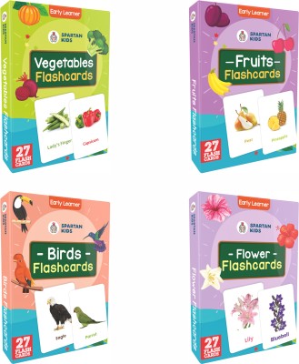 spartan kids Bird,Vegetables,Flower and Fruit Flash Cards For Kids(set of 4)(Multicolor)