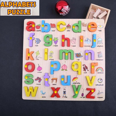 FORSIKHA 3D Wooden Learning Small Letters Alphabets Board Puzzle for Kids Learning Toys(Beige, Multicolor)