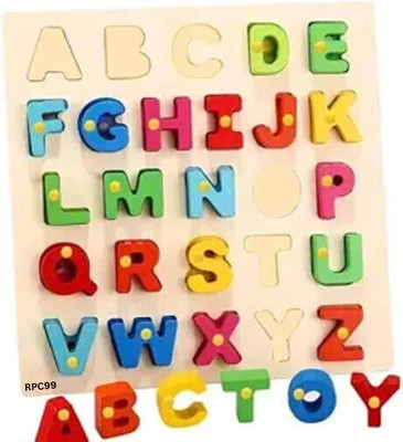 Trends Maker Wooden Alphabet Educational ABCD Alphabet Matching Toy Learning Educational Toys(Multicolor)