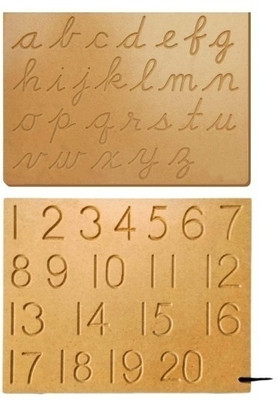 REWASHREE CRAFT WORLD Wooden Tracing Practice Board with Dummy Pencil Cursive abc and 1-20 (Pack of 2)(Brown)