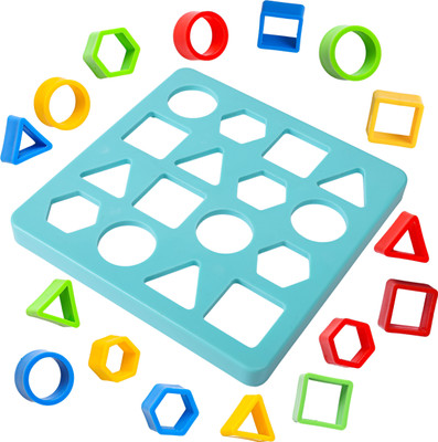 Nafhotoz Early Education Puzzle | Square Blue Puzzle Montessori Shape Sorting Toy(Multicolor)