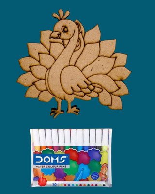 ERHIndia Wooden Peacock Animal Cutouts for Kids Crafts DIY Painting Kit for Art Craft(Blue)