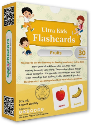 SpeechGears Fruits FlashCards for Early Learning Babies Kids Toddlers -Pack of 30(Multicolor)