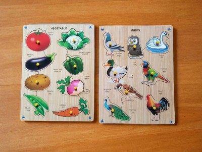 aasiyaenterprises Multicolor Vegetables with Birds picture Puzzle Board for Kids (Pack of 2)(Multicolor)