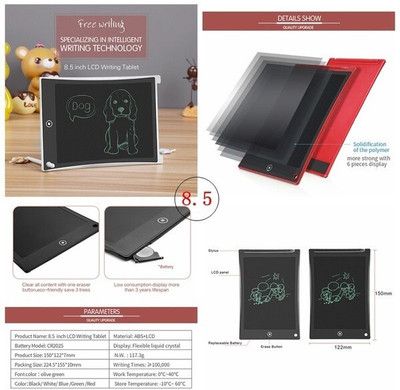 NISHCHAL LCD 8.5-inch Electronic Writing Pad/Tablet/Digital Slate/Drawing Board 1003(Multicolor)