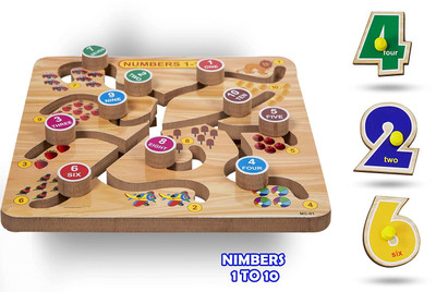 Plus Shine Education Tracing Puzzle Number/ Counting 1-10 Maze Matching Practice Board Game(Beige, Multicolor)