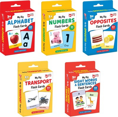Little Berry Big Flashcards for Kids (Set of 5): ABC, Number, Transport, Opposite, Sight Word(Multicolor)