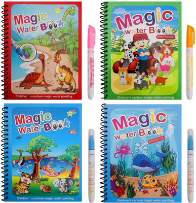 Bluejack Reusable Magic Water Book for Painting Children's Cartoon Images with Water Pen