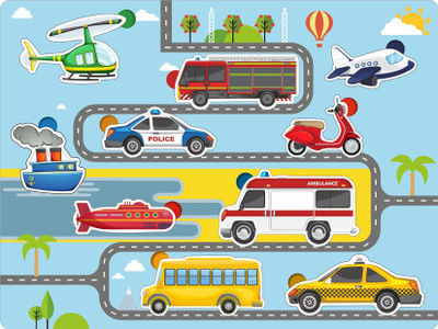 Craftick Wooden Vehicles Education Puzzles Learning Games for Kids Age 2+(Multicolor)