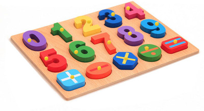 Plus Shine Number Peg Puzzle Counting Shape Matching Toy Blocks Digital Hand Grasping Board(Brown, Multicolor)