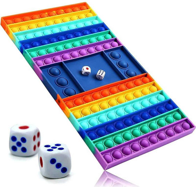 Homentra Rainbow Pop It Dice Game Ludo – Big Size Silicone Fidget Toy for Kids & Adults(Multicolor)