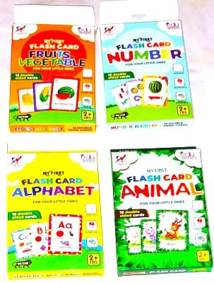 PETERS PENCE Animals, Fruits, Vegetables, Alphabets, Numbers Flash Cards -16 DOUBLE SIDED(Multicolor)