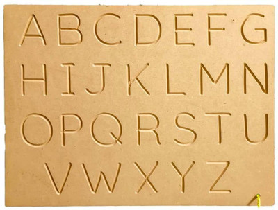 RCW English Capital Uppercase Alphabet Letters Wooden Tracing Board for kids(Brown)