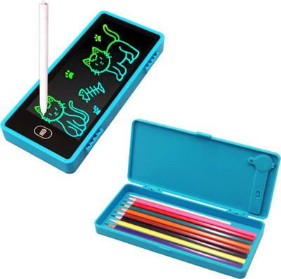 AZEENA Interactive Pencil Box for Kids, LED Drawing Case with LCD Screen & Erasable Pen(Multicolor)