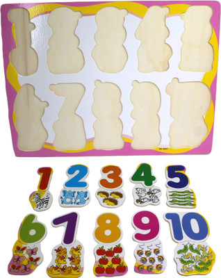 neoinsta shopping Big size 10pc wooden 1 to 10 puzzle board for kids(Multicolor)