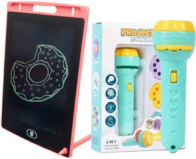 wishhuttoys LCD Writing Tablet E-Notepad & Imagine Projector Torch for interactive Learning(Multicolor)